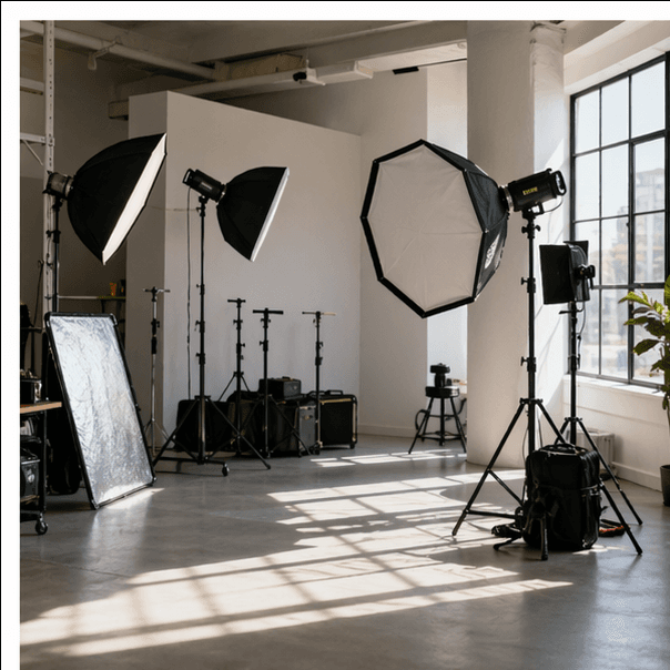 Lighting kit add-on for a photo studio booking