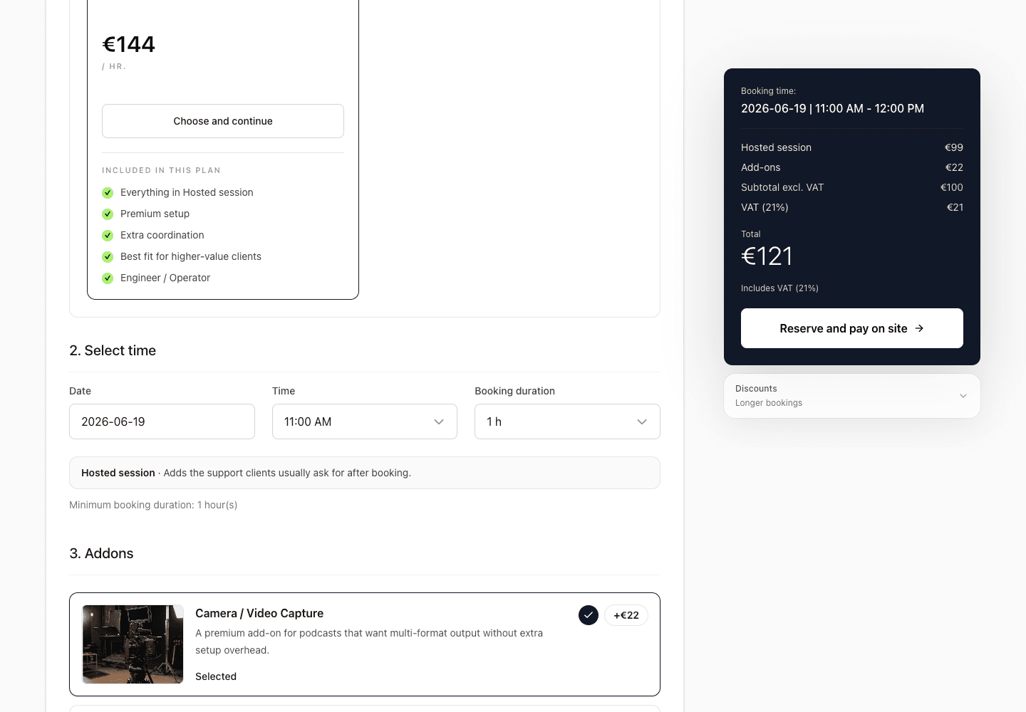 Modern creative booking experience