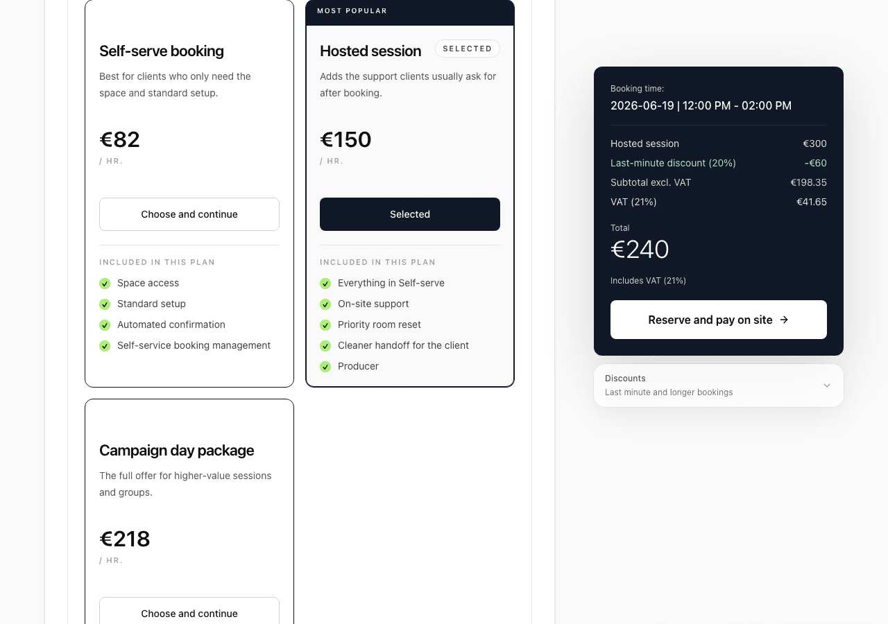 Modern creative booking experience
