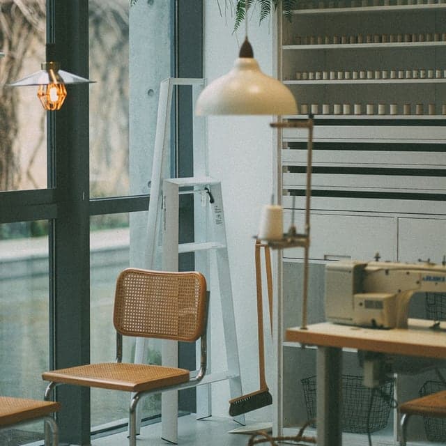 Creative workshop room with tables and maker equipment